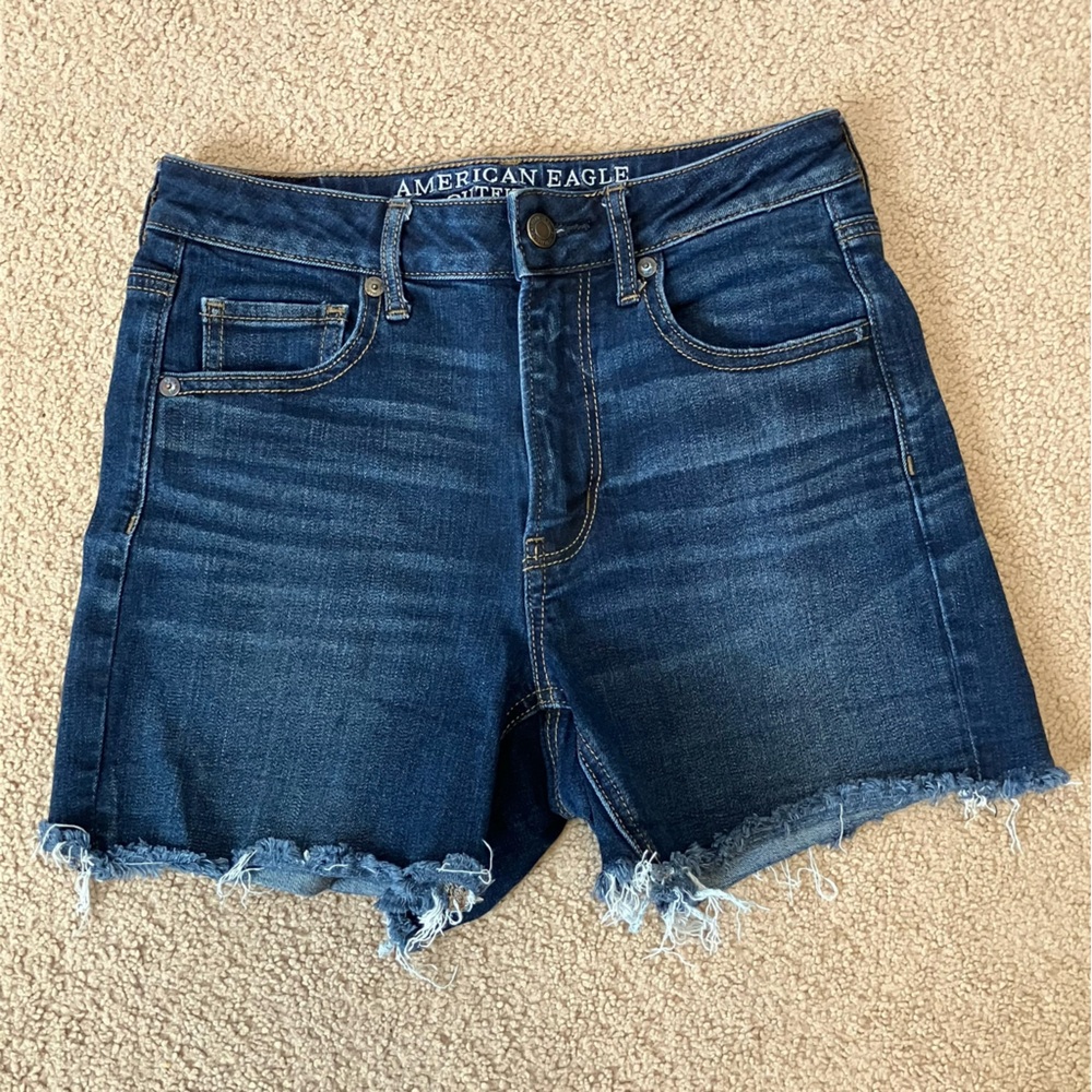 American Eagle‎ Super High Rise Shortie Jean Shorts Size 4